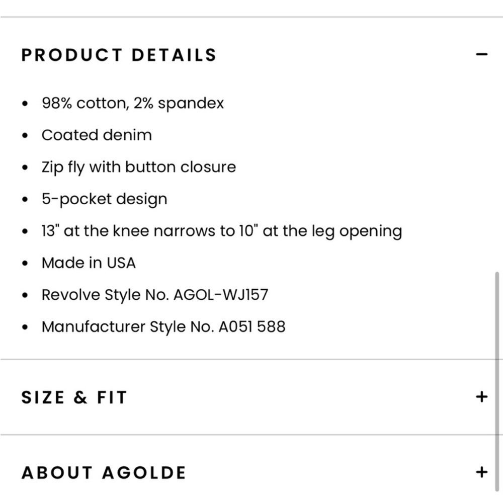 Agolde - Roxanne High Rise Skinny, Size 28 - Picture 7 of 7